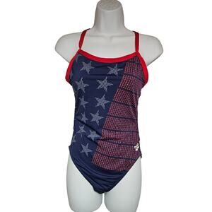 Arena NWOT America Challenge Back One Piece RARE PRINT - USA Theme Size 36